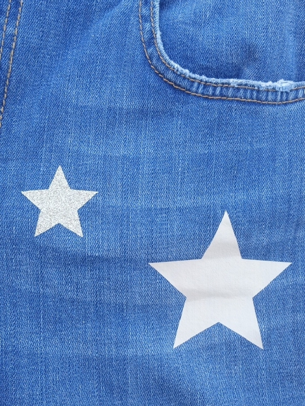 Rinascimento Denim Jeans with White Star Print - Picture 3 of 13